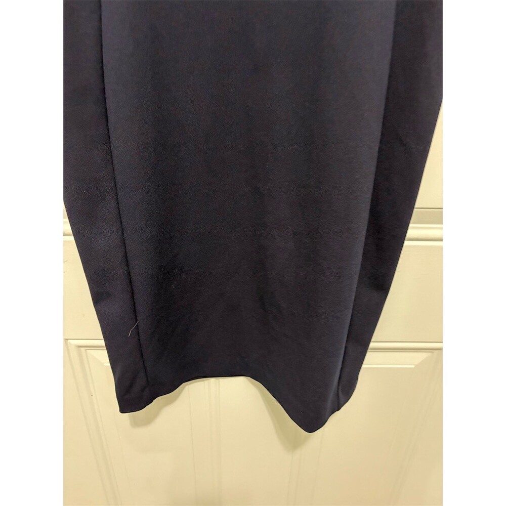 Calvin Klein Dress Womens Size 8 Navy Blue Sheath Midi Tulip Sleeve Zip - Picture 5 of 10